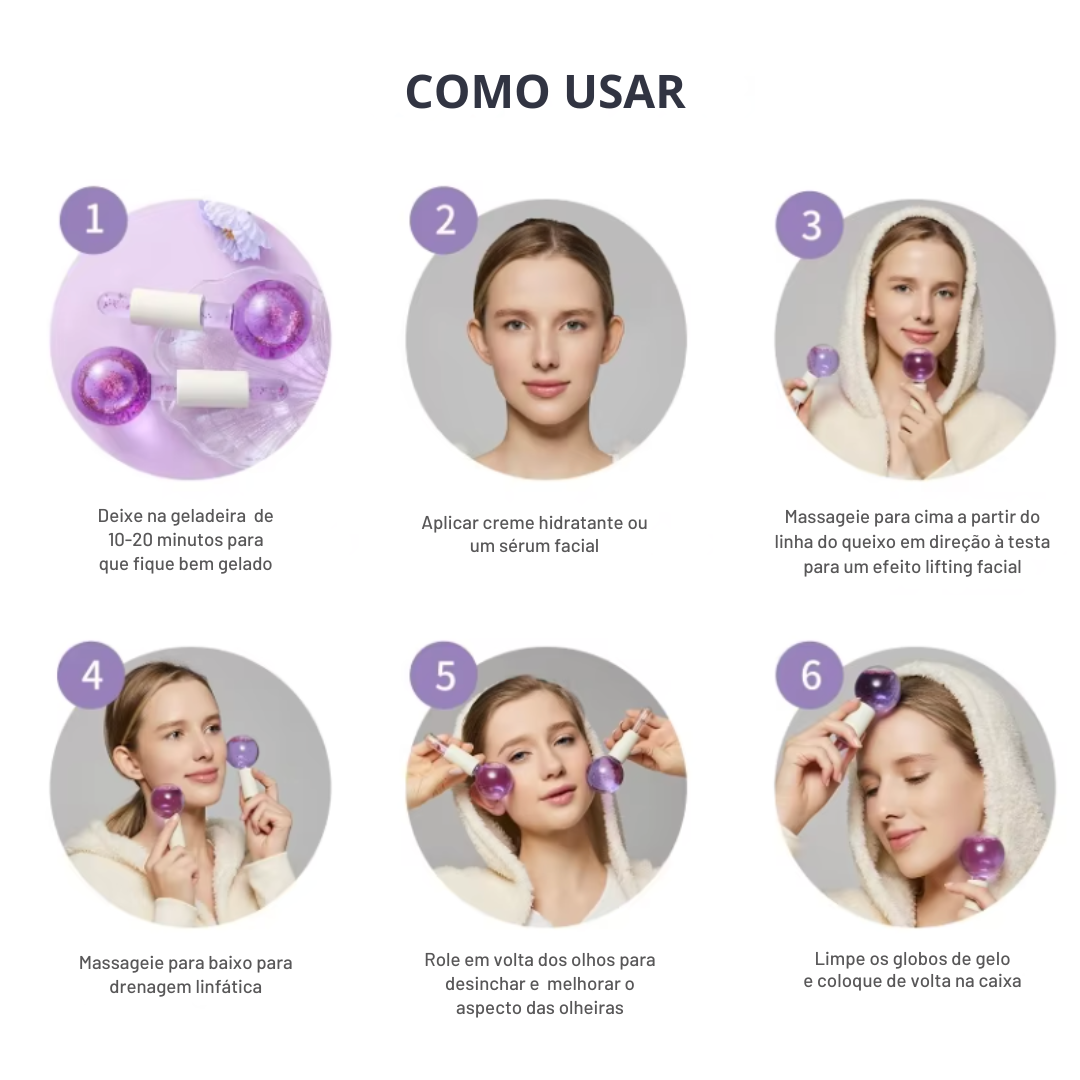 Globos de Gelo para Massagem Facial LumeSkin